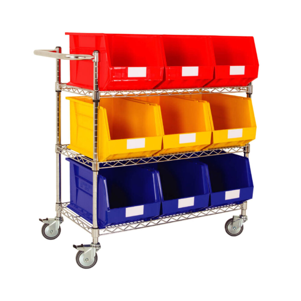 Chrome Wire Trolley with Bins